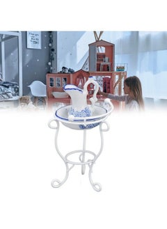 Zerodis Dollhouse Furniture Bathroom Set 1:12 Washbasin Stand Doll House Kettle And Basin Dollhouse Bathroom Accessories  - Image 4