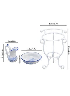 Zerodis Dollhouse Furniture Bathroom Set 1:12 Washbasin Stand Doll House Kettle And Basin Dollhouse Bathroom Accessories  - Image 5