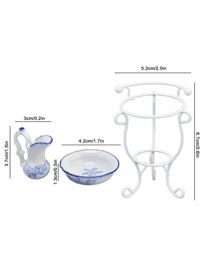 Zerodis Dollhouse Furniture Bathroom Set 1:12 Washbasin Stand Doll House Kettle And Basin Dollhouse Bathroom Accessories  - Image 5