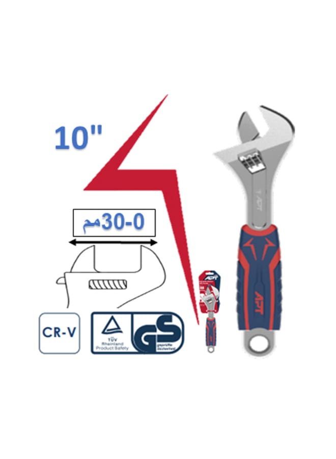 Apt APT 10 inch 2-color rubber handle French wrench