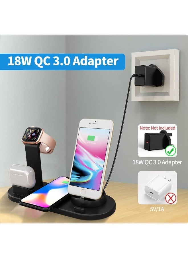3-in-1 Wireless Charging Station for iPhone, Apple Watch, AirPods, Samsung and More, Multi-Device Charger Stand with Adjustable 360° Swivel Base, Fast 10W Charging, USB Port for Additional Charging