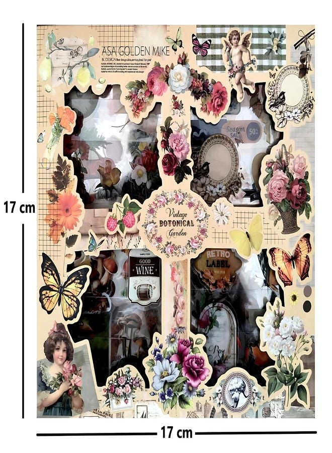 DHAVAL Kavid 640Pcs Vintage Botanical Garden Stickers for Journaling Scrapbooking DIY - 100 Sheets Transparent Waterproof Self-Adhesive Floral Mushroom Butterfly Plant Decals - Image 5
