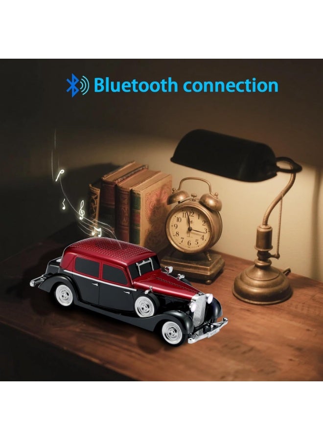 Hedge WS-1934 Retro Classic Car Bluetooth Speaker Vintage Car Design Wireless Speaker with FM Radio, TF Card, USB Playback, Hands-Free Calling & TWS Support 1500mAh Battery, HD Stereo Sound Red - Image 3