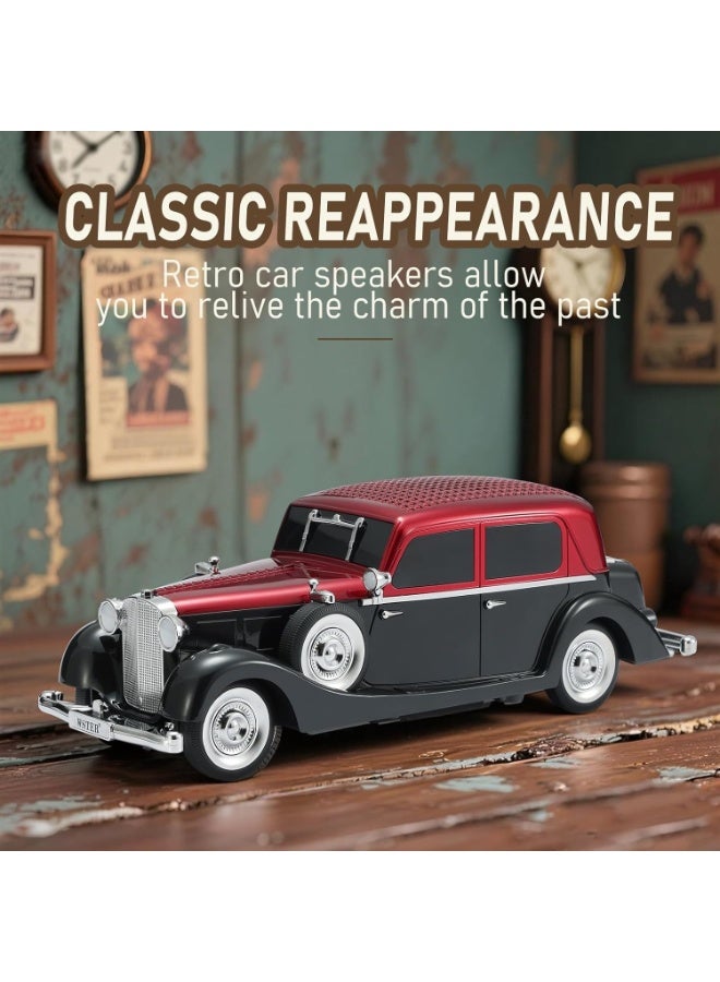 Hedge WS-1934 Retro Classic Car Bluetooth Speaker Vintage Car Design Wireless Speaker with FM Radio, TF Card, USB Playback, Hands-Free Calling & TWS Support 1500mAh Battery, HD Stereo Sound Red - Image 2