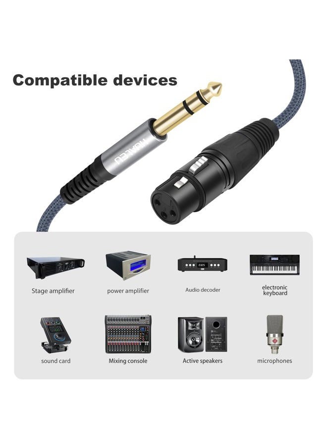 HUALEU 2 Pack 1/4 TRS Male to 3Pin XLR Female Microphone Cable,Balanced 6.35mm TRS to XLR Female Braid Quarter inch Cable for Mixer Microphone Active Speakers-3Feet - Image 4