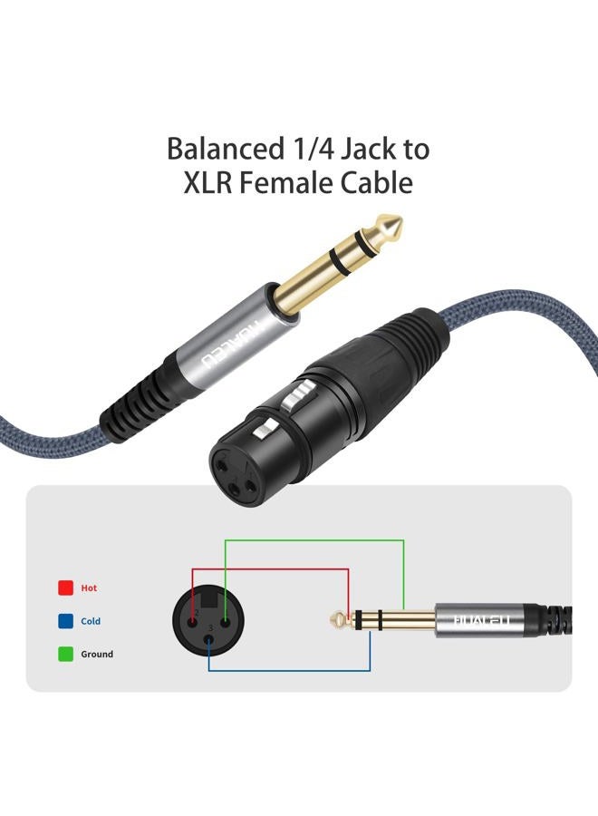 HUALEU 2 Pack 1/4 TRS Male to 3Pin XLR Female Microphone Cable,Balanced 6.35mm TRS to XLR Female Braid Quarter inch Cable for Mixer Microphone Active Speakers-3Feet - Image 2