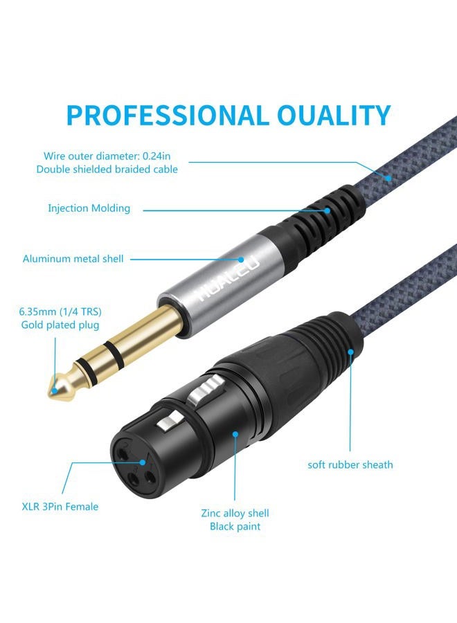 HUALEU 2 Pack 1/4 TRS Male to 3Pin XLR Female Microphone Cable,Balanced 6.35mm TRS to XLR Female Braid Quarter inch Cable for Mixer Microphone Active Speakers-3Feet - Image 3