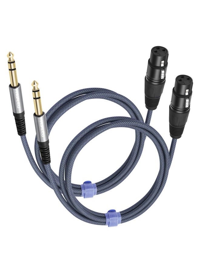 HUALEU 2 Pack 1/4 TRS Male to 3Pin XLR Female Microphone Cable,Balanced 6.35mm TRS to XLR Female Braid Quarter inch Cable for Mixer Microphone Active Speakers-3Feet - Image 1