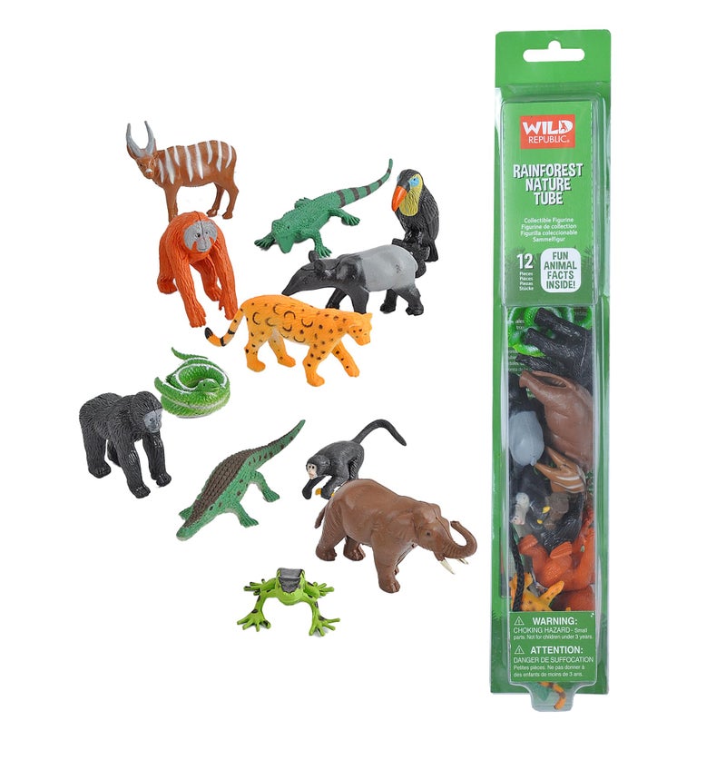 Wild Republic Rainforest Nature Tube, Toy Figures, Kids Gifts, Educational Toys for Kids, 12 Piece Set - Image 1
