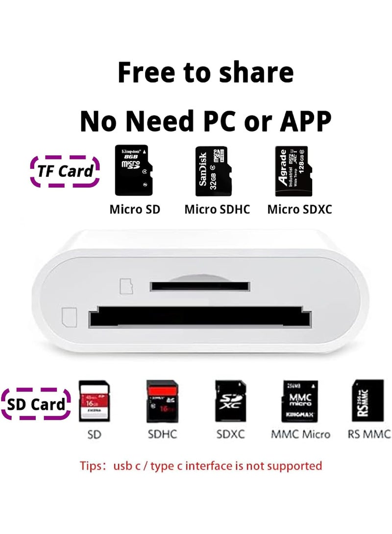 Captaintech MFi Certified Lightning to SD/TF Card Reader for iPhone u0026 iPad – Dual Slot Photo Adapter, Plug u0026 Play Memory Card Reader for SD u0026 MicroSD (TF) Cards - Image 2