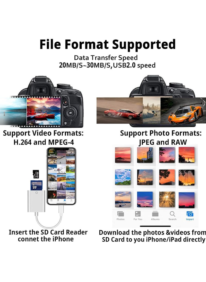 Captaintech MFi Certified Lightning to SD/TF Card Reader for iPhone u0026 iPad – Dual Slot Photo Adapter, Plug u0026 Play Memory Card Reader for SD u0026 MicroSD (TF) Cards - Image 4