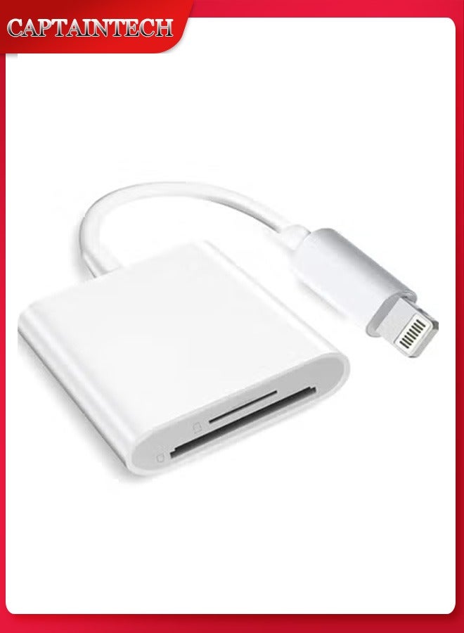 Captaintech MFi Certified Lightning to SD/TF Card Reader for iPhone u0026 iPad – Dual Slot Photo Adapter, Plug u0026 Play Memory Card Reader for SD u0026 MicroSD (TF) Cards - Image 1