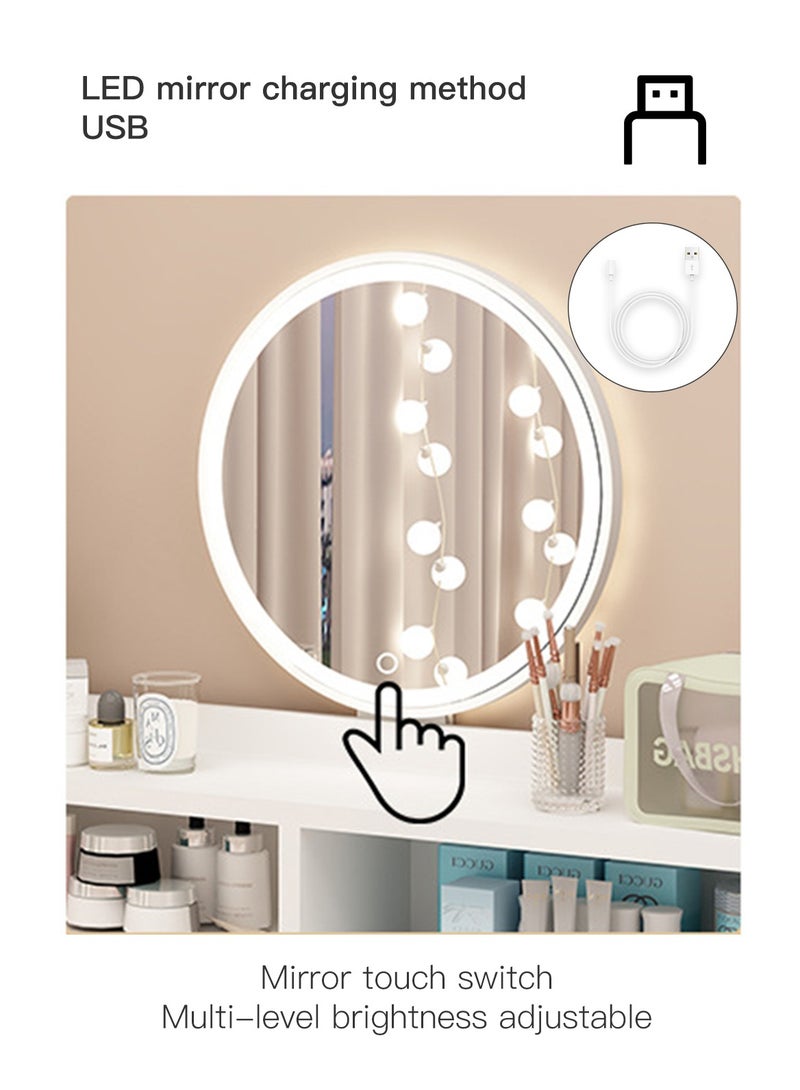 Sharpdo Modern Minimalist Bedroom Dressing Table With LED Mirror Dressing Table With Drawers Vanity Table Beautiful 60*40*126cm - Image 5