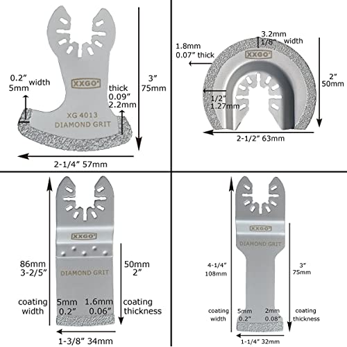 XXGO 4 Pcs Oscillating Multi Tool Diamond Blades for Grit Grout Removal XG4004D - Image 2
