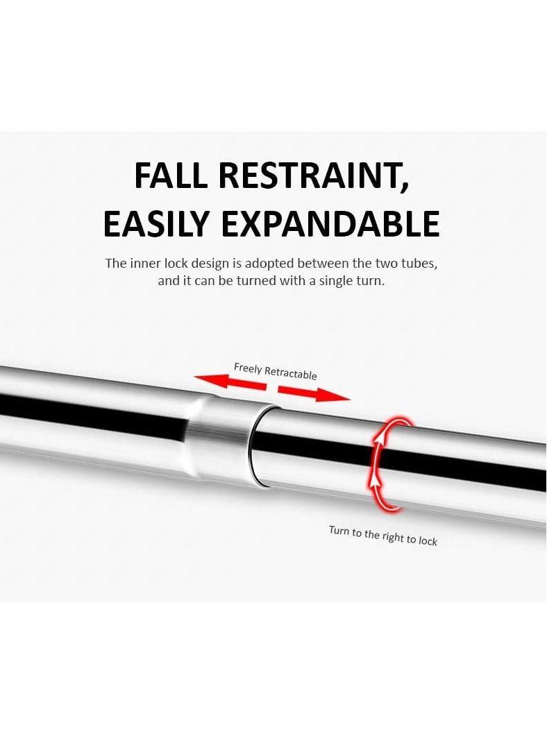 Rubik قضيب ستارة الدش على شكل L (100-160 سم و60-80 سم) قضيب شد قابل للتعديل وأطراف قابلة للتمديد بدون حوامل لاصقة (النوع F) - Image 3