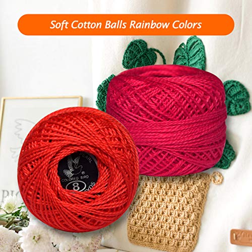 colored bird Crochet Thread 10 Balls Cardinal Size 8 for Crochet Hardanger Cross Stitch Needlepoint Hand Embroidery (Red) - Image 5