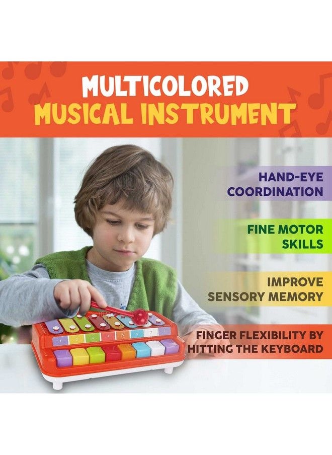 Toysery - 2 In 1 Baby Piano Xylophone For Toddlers. Piano Toy Musical Instrument With 8 Multicolored Key Scales In Crisp And Clear Tones. Mallet Included. Ages 3 Years And Above. - Image 1