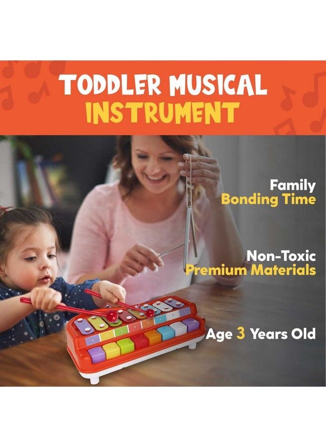 Toysery - 2 In 1 Baby Piano Xylophone For Toddlers. Piano Toy Musical Instrument With 8 Multicolored Key Scales In Crisp And Clear Tones. Mallet Included. Ages 3 Years And Above. - Image 1
