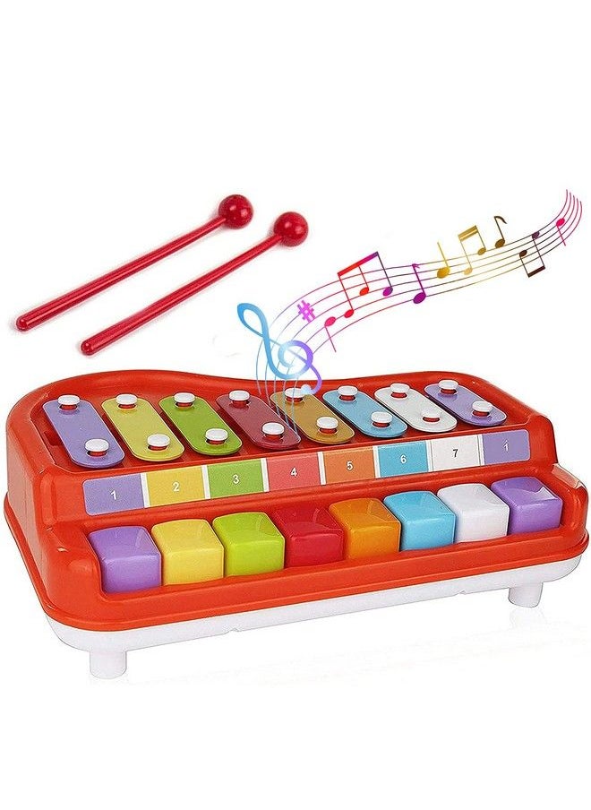 Toysery - 2 In 1 Baby Piano Xylophone For Toddlers. Piano Toy Musical Instrument With 8 Multicolored Key Scales In Crisp And Clear Tones. Mallet Included. Ages 3 Years And Above. - Image 1