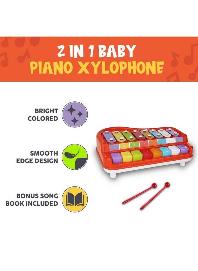 Toysery - 2 In 1 Baby Piano Xylophone For Toddlers. Piano Toy Musical Instrument With 8 Multicolored Key Scales In Crisp And Clear Tones. Mallet Included. Ages 3 Years And Above. - Image 1