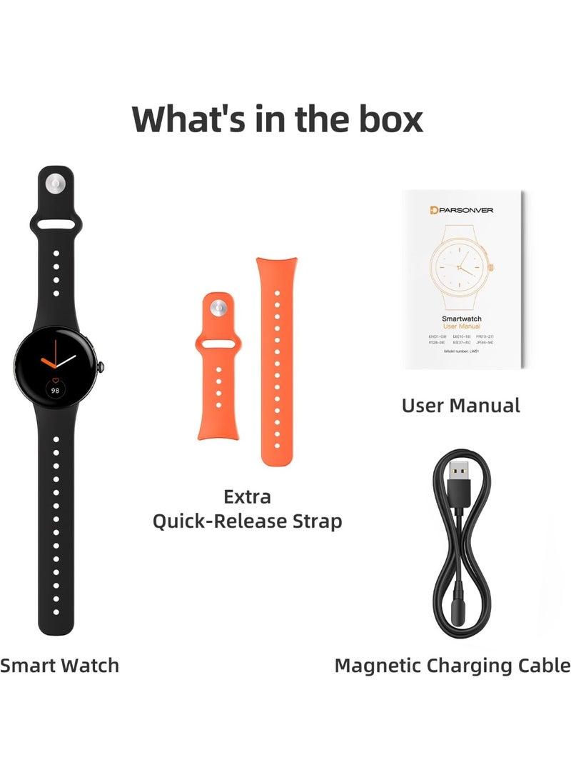 Parsonver AMOLED Smart Watch for Women Men, Always-On Display Fitness Tracker, Answer/Make Calls, 2 Quick-Release Bands, Heart Rate, Sleep Monitor, 120+ Sports Modes (Black, 43mm) - Image 5