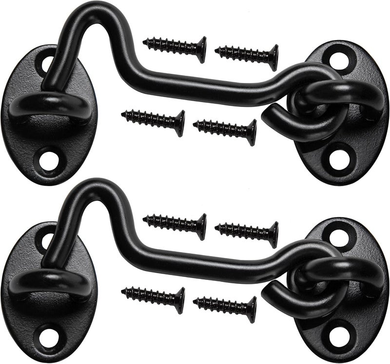 Klurent Store 4" Barn Door Latch Door Lock Hardware, Sliding Door Lock Eye Hook Latch with Screws, Rust-Resistant Metal Gate Latch(2 Pack) - Image 1
