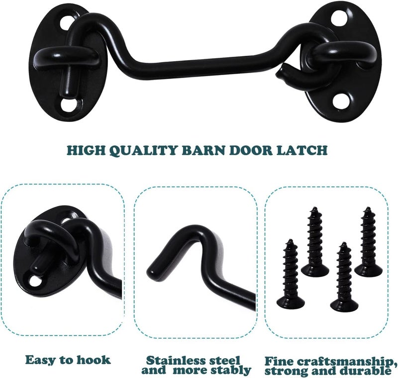 Klurent Store 4" Barn Door Latch Door Lock Hardware, Sliding Door Lock Eye Hook Latch with Screws, Rust-Resistant Metal Gate Latch(2 Pack) - Image 3