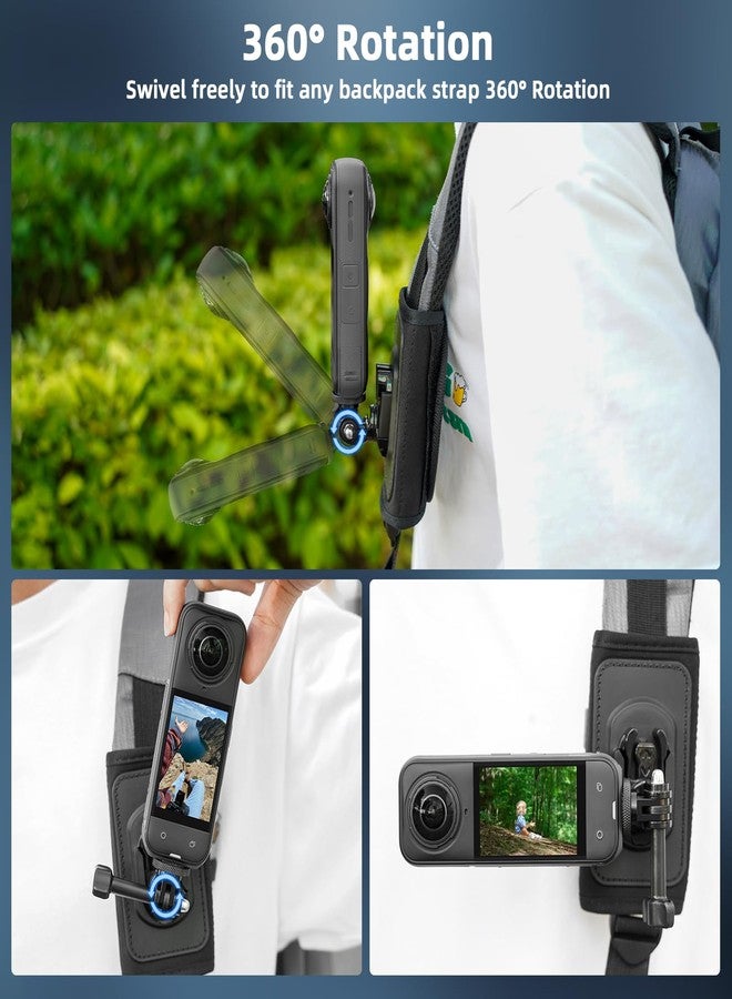 BRDRC Backpack Mount for Insta360 X5 X4 Air, Bag Strap Anti-Slip Shoulder Clip Belt for Insta 360 X5 X4 Air X3 X2 GO 3S Ace Pro, for DJI OSMO 360, for GoPro Action Camera Accessories - Image 4
