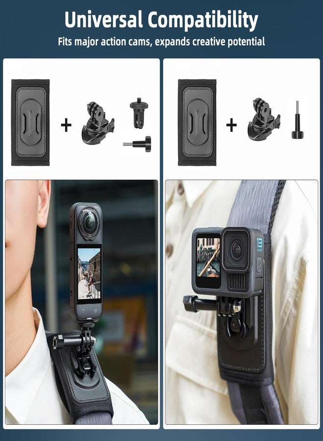BRDRC Backpack Mount for Insta360 X5 X4 Air, Bag Strap Anti-Slip Shoulder Clip Belt for Insta 360 X5 X4 Air X3 X2 GO 3S Ace Pro, for DJI OSMO 360, for GoPro Action Camera Accessories - Image 2