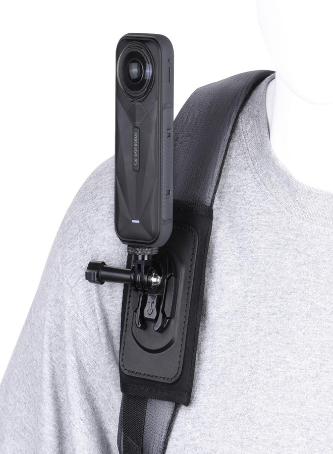 BRDRC Backpack Mount for Insta360 X5 X4 Air, Bag Strap Anti-Slip Shoulder Clip Belt for Insta 360 X5 X4 Air X3 X2 GO 3S Ace Pro, for DJI OSMO 360, for GoPro Action Camera Accessories - Image 1