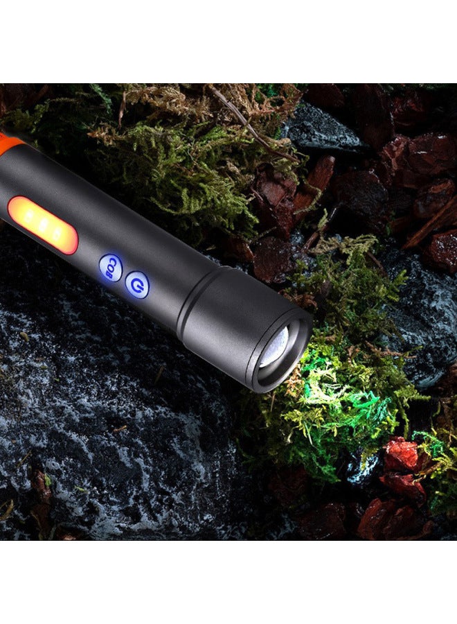 LED White Laser With Side Light Type-C Charging Multifunctional Camping Aluminum Alloy Telescopic Zoom Mini Flashlight-Color:836 / P50 Wick (1200 MA)