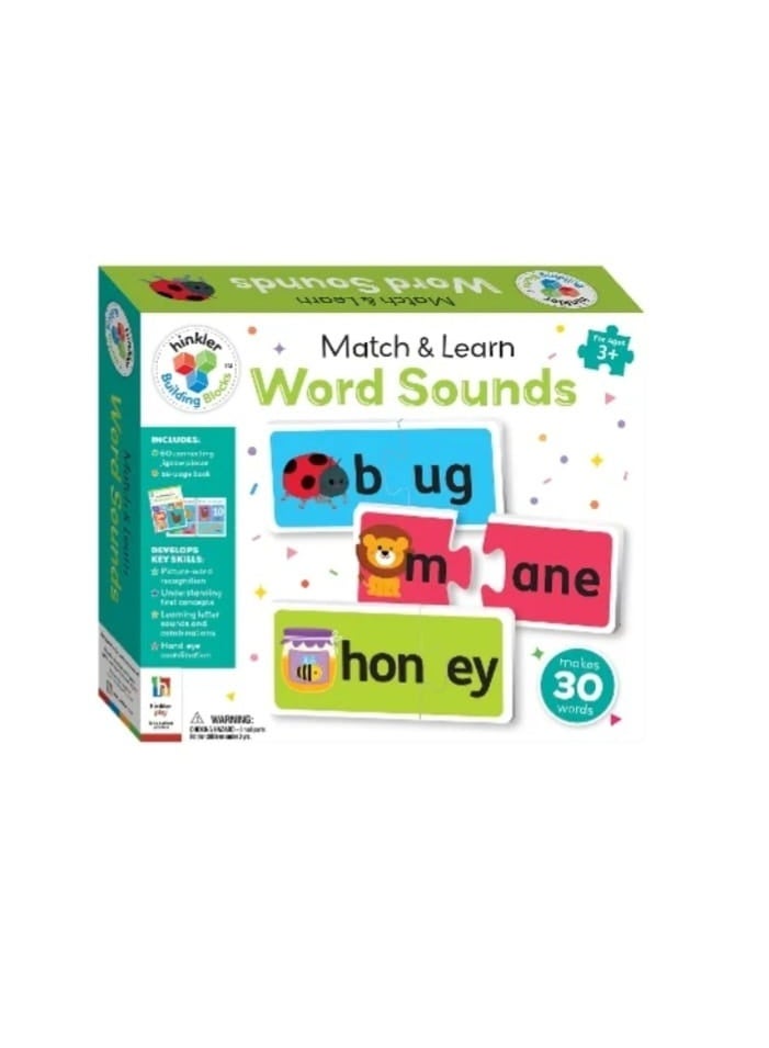 هينكلر لعبة هينكلر التعليمية لمطابقة وتعلم أصوات الكلمات، لعبة تعليمية، للأعمار من 3 سنوات فما فوق، 30 كلمة، تتضمن كتابًا - Image 1