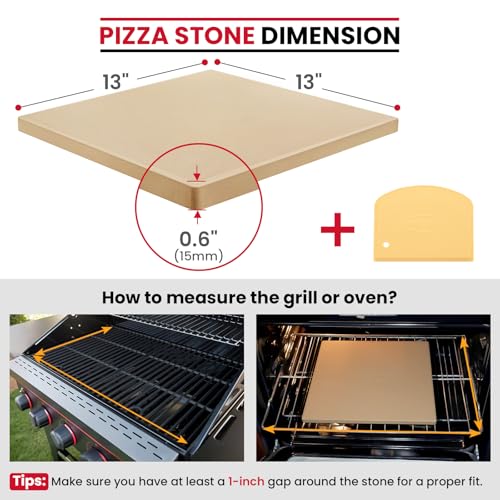 Unicook Pizza Stone 13 Inch, Cordierite Square Baking Stone for Ooni 12 Oven, Ideal for Making Crispy Crust Pizzas Bread and Cookies - Image 2