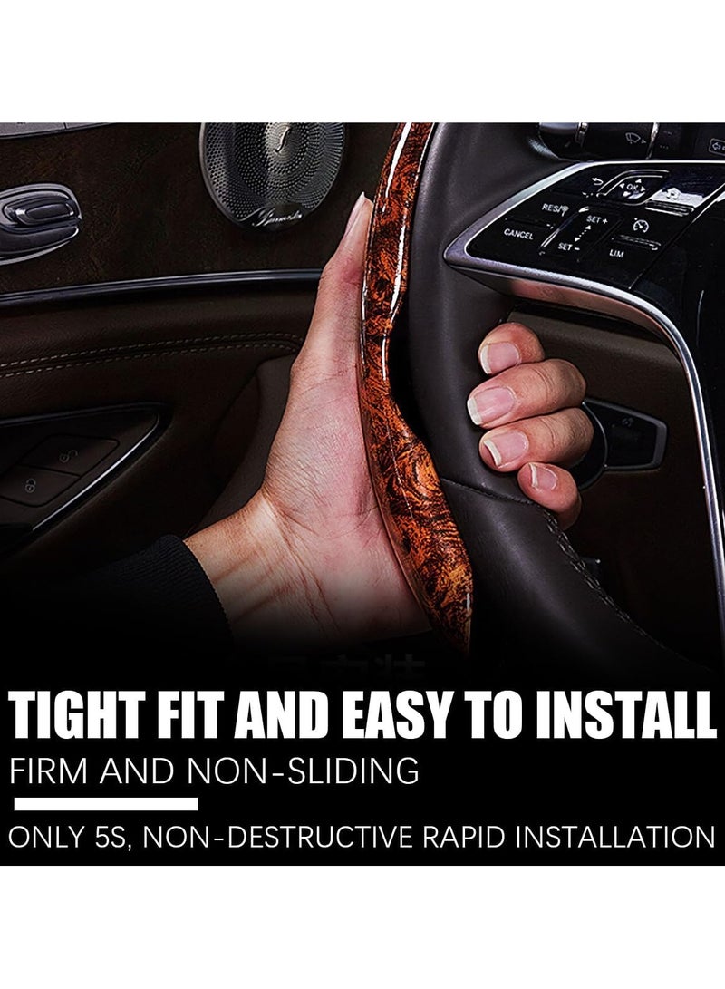 CMGTYYD. غطاءان لعجلة قيادة السيارة، غطاءان مجزآن لعجلة القيادة، ملحقات داخلية، غطاء لعجلة القيادة بتأثير خشب الماهوجني، واقي عالمي للسيارة والشاحنة والفان (بني) - Image 2