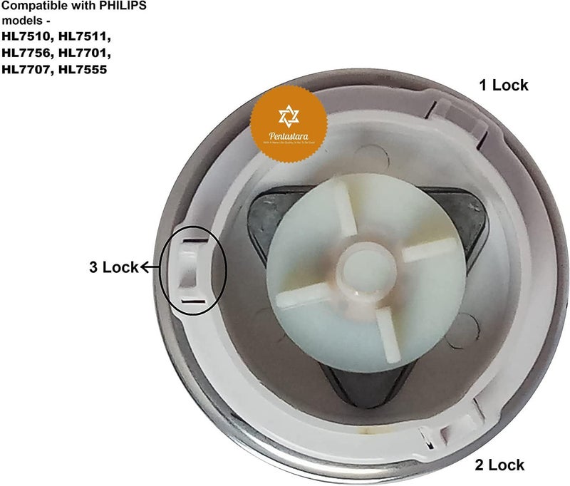 PENTASTARA Chutney Jar forPhillips HL7510 HL775600 HL770700 HL770100 HL7555 HL769900 HL7511 HL7750with 3 Base Locks 500 ml Capacity - Image 2