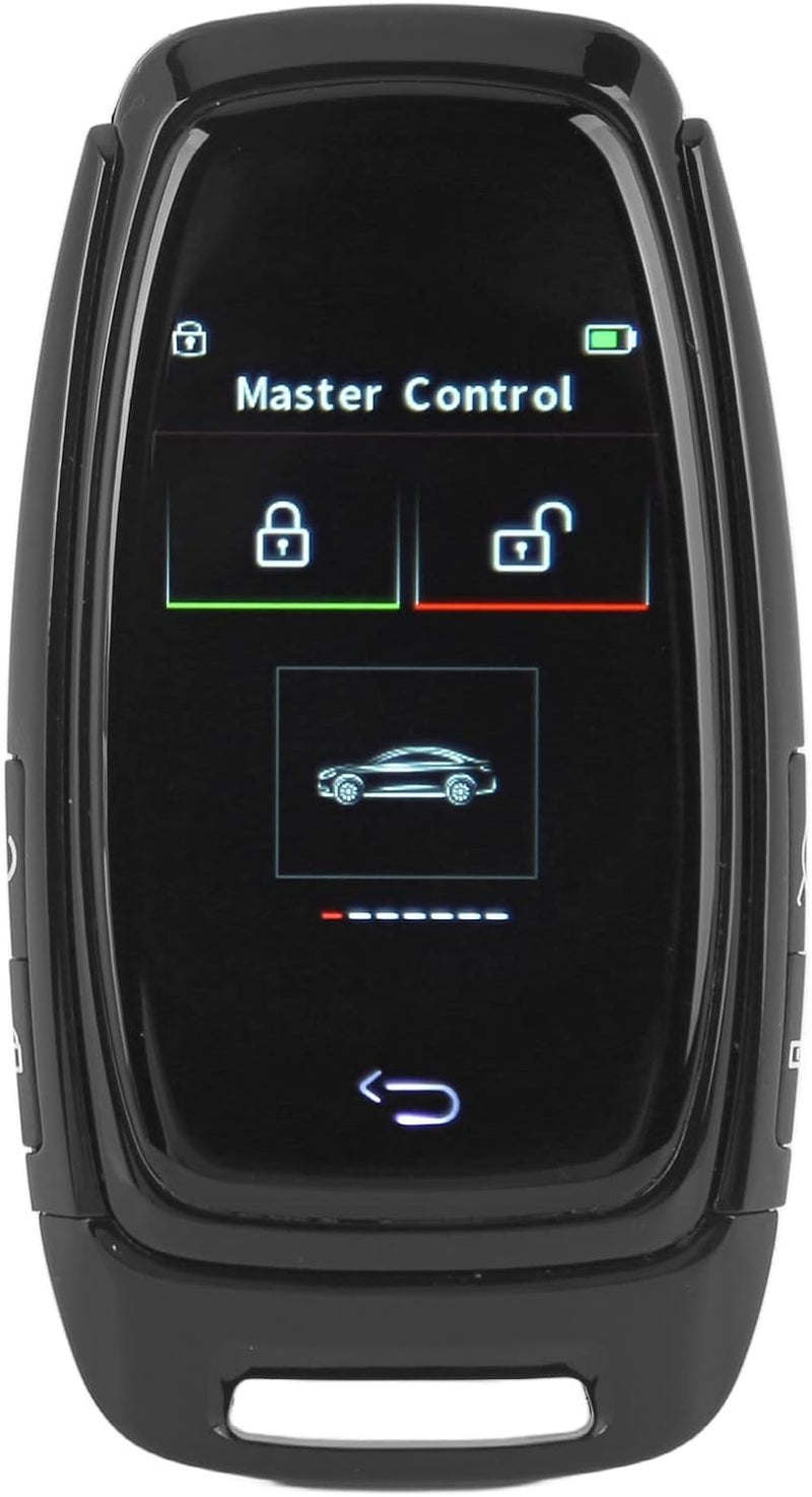 مفتاح ريموت ذكي بشاشة LCD لتشغيل السيارة، إطار مصنوع من سبيكة الزنك، وصلة BT 5.0، دقة شاشة 240x320، بطارية سعة 800 مللي أمبير ساعة، خاصية رفع النوافذ تلقائيًا، مضاد لفقدان المفتاح، يمكن تشغيل السيارة بضغطة زر واحدة (لون أسود). - Image 1