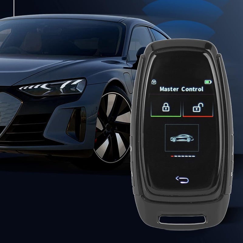 مفتاح ريموت ذكي بشاشة LCD لتشغيل السيارة، إطار مصنوع من سبيكة الزنك، وصلة BT 5.0، دقة شاشة 240x320، بطارية سعة 800 مللي أمبير ساعة، خاصية رفع النوافذ تلقائيًا، مضاد لفقدان المفتاح، يمكن تشغيل السيارة بضغطة زر واحدة (لون أسود). - Image 2