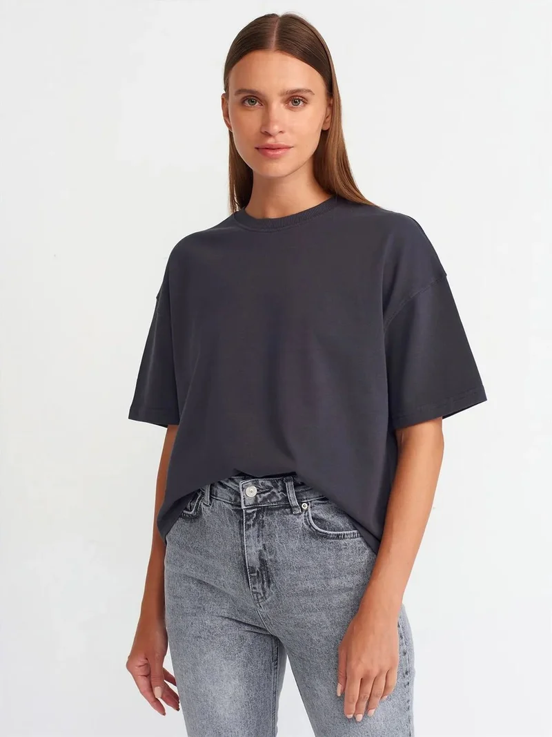 Dilvin DILVIN Oversized Cotton Crew Neck T-Shirt
