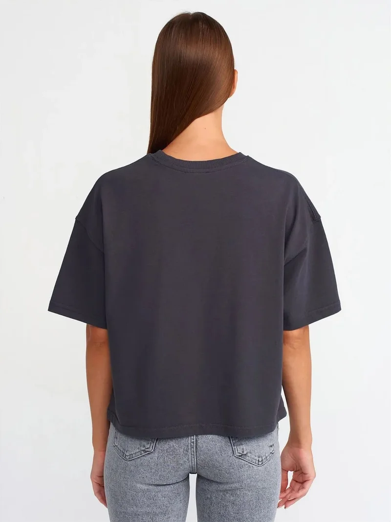 Dilvin DILVIN Oversized Cotton Crew Neck T-Shirt