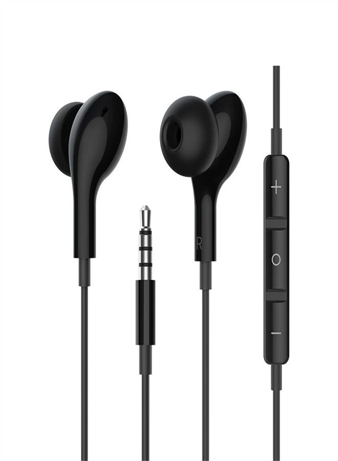 3.5mm Headphones Stereo Wired in-Earphone with Spiral Protector and Mic & Volume Control, Noise Isolating Black - Image 1