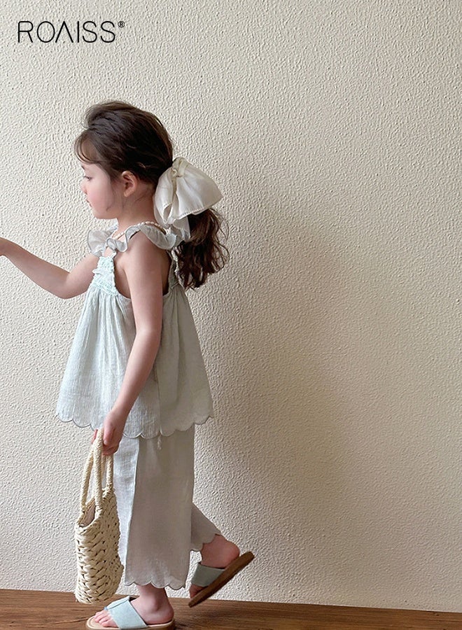 roaiss Toddler Girls Camisole and Pants Set, Stylish Summer Outfit with Sleeveless Top and Wide Leg Pants, 2 Piece Comortable Clothing Set for Little Girls  - Image 3