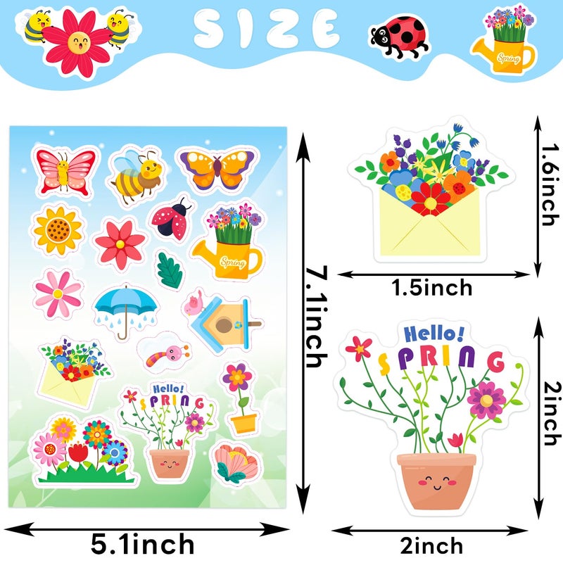 Ozepao 444 Pcs Spring Stickers For Kids  24 Sheets Spring Garden Stickers Bulk For Water Bottles Gifts Bags Cards Envelopes Decor - Image 2