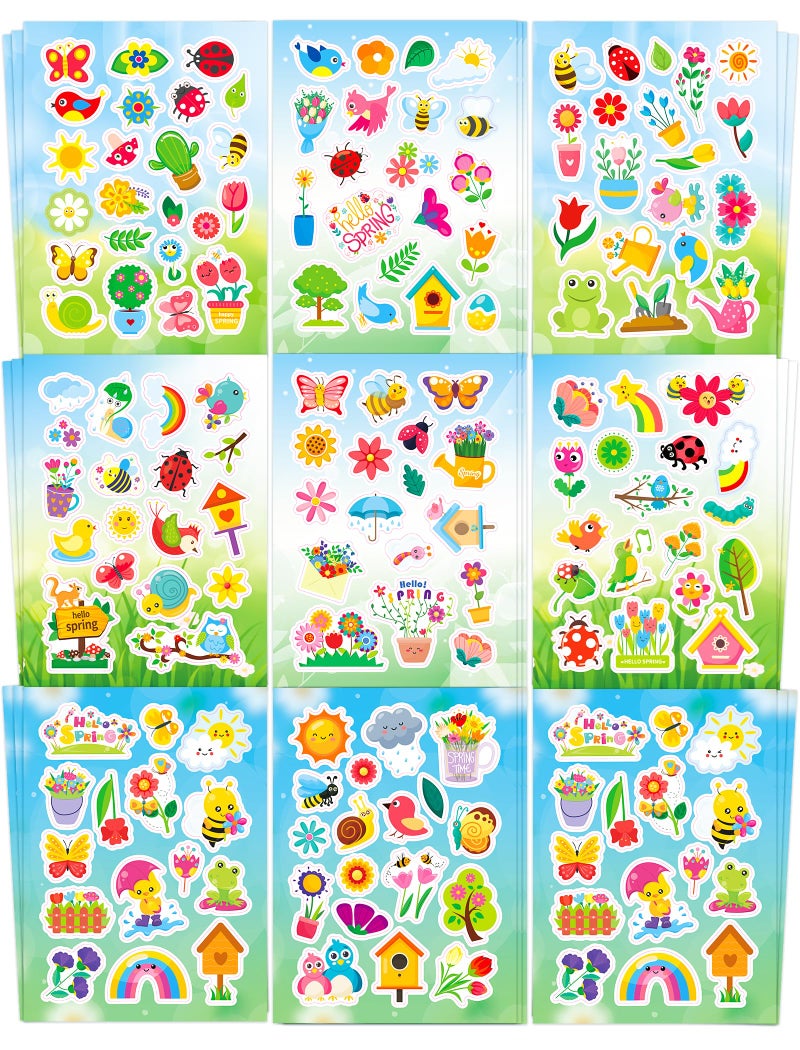 Ozepao 444 Pcs Spring Stickers For Kids  24 Sheets Spring Garden Stickers Bulk For Water Bottles Gifts Bags Cards Envelopes Decor - Image 1