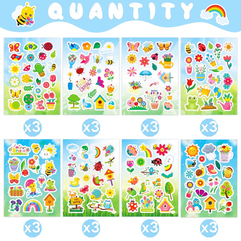Ozepao 444 Pcs Spring Stickers For Kids  24 Sheets Spring Garden Stickers Bulk For Water Bottles Gifts Bags Cards Envelopes Decor - Image 4