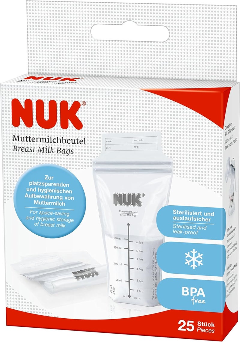 NUK Breast Milk Storage Bags - 180ml, 25 Count - Image 1