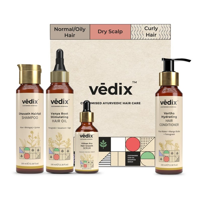 Vedix Customized Ayurvedic Hair Care Kit for Dry Scalp  Curly Hair  Regimen Hair care Kit  Combo kit - Image 1