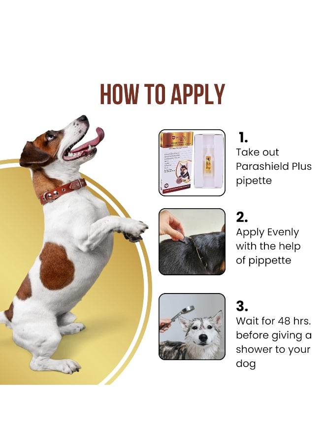 SHIELD PLUS Medfly Healthcare Parashield Plus Spot On Solution for Prevention & Treatment of Ticks, Fleas & Chewing Lice Infestation in Dogs (Over 20 kg up to 40 kg) - Pack of 1 - Image 2
