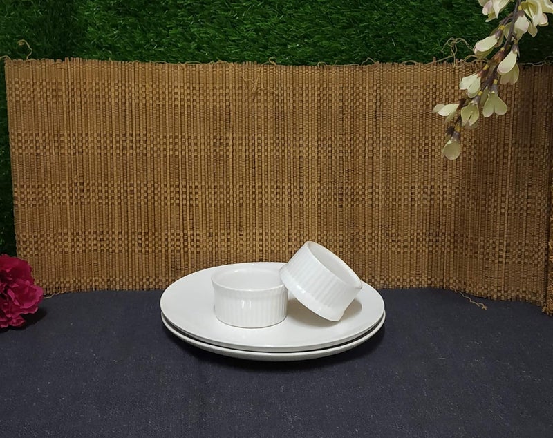 Caffeine Ceramic Handmade Glossy White Combo Dinner Set (4 pcs.) - Image 2