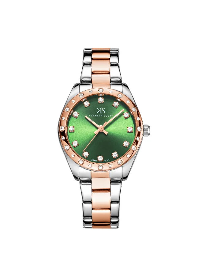 كينيث سكوت Women's Watch, Analog Display and Stainless Steel Strap - K24509-KBKH, Rose Gold