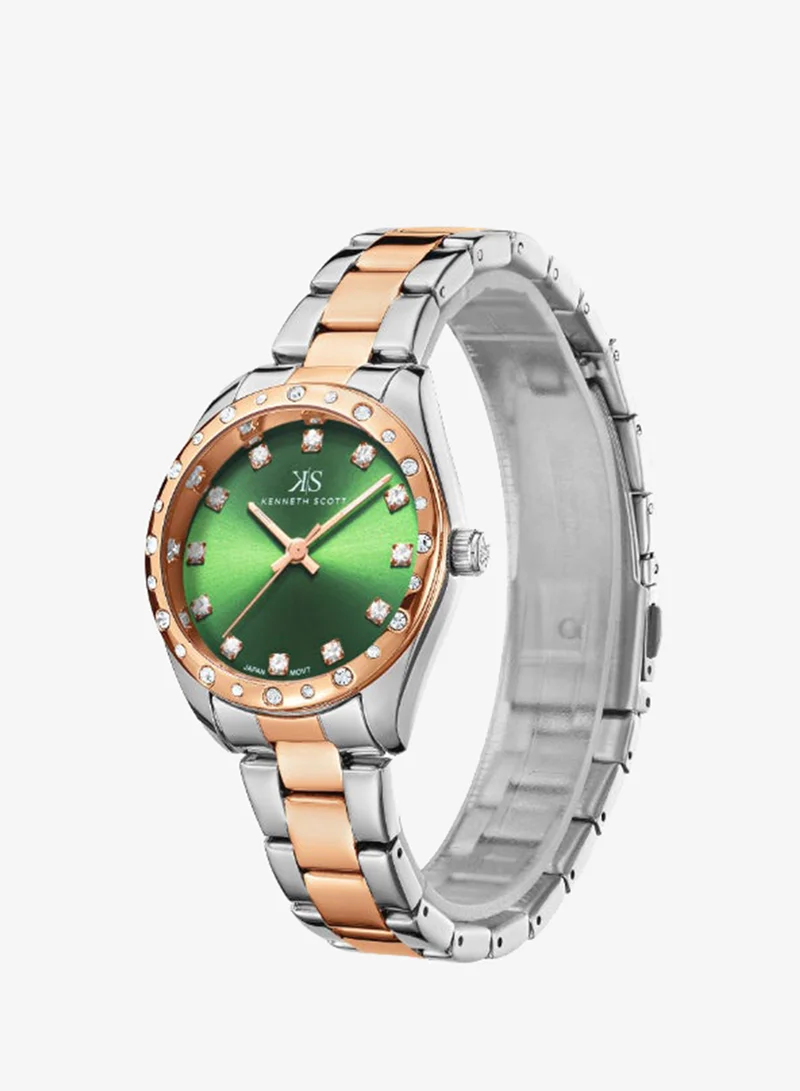 KENNETH SCOTT Women's Stainless Steel Analog Watch K24509-KBKH - 33 mm
